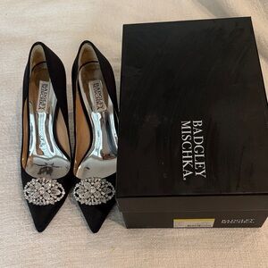 Badgley Mischka Black Heels with Crystal Embellishment